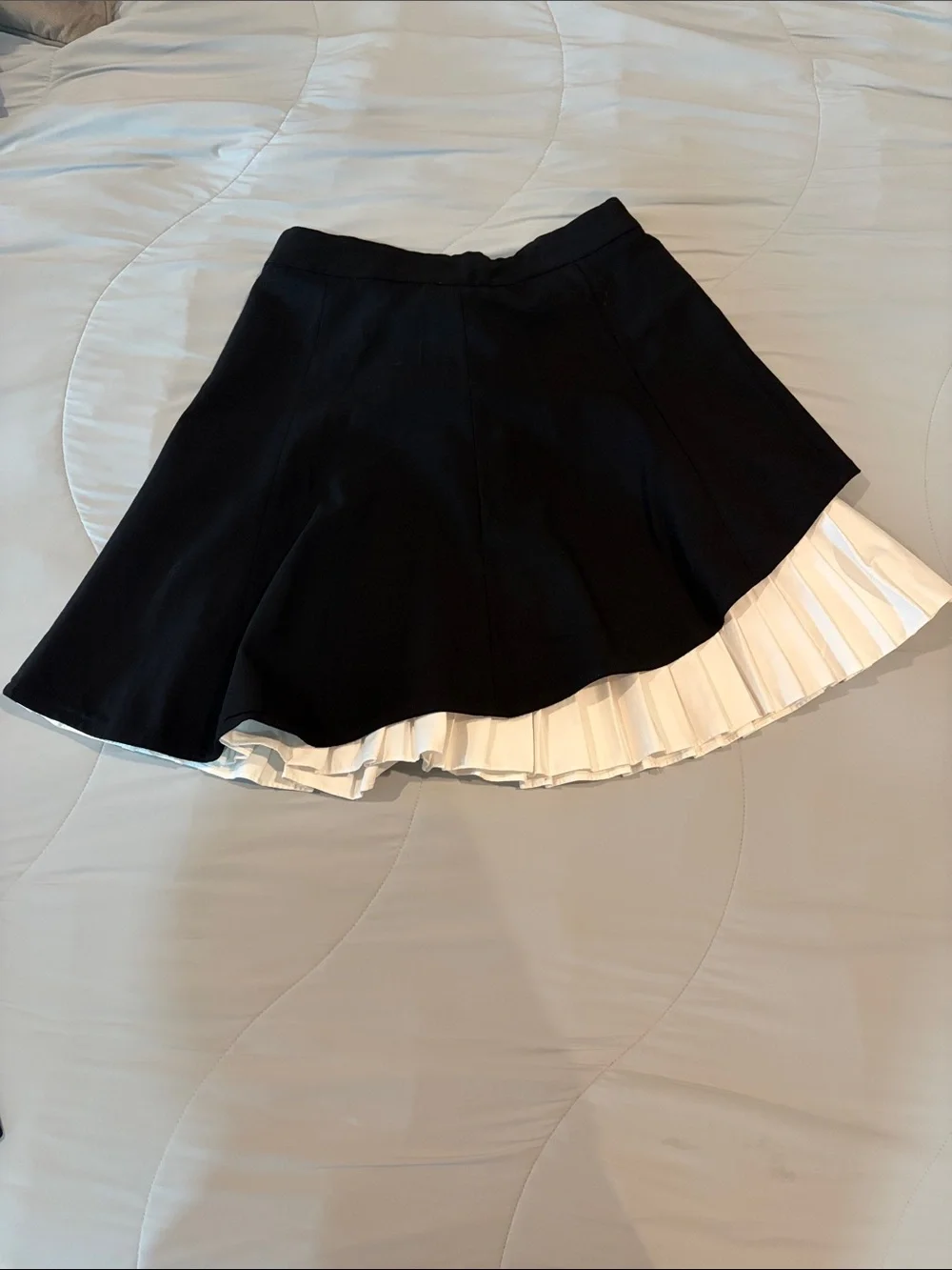Black Pleated Hem Skirt with White Underlayer